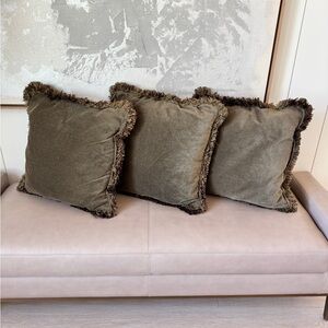 Set of Three Olive Green custom Throw Pillows
